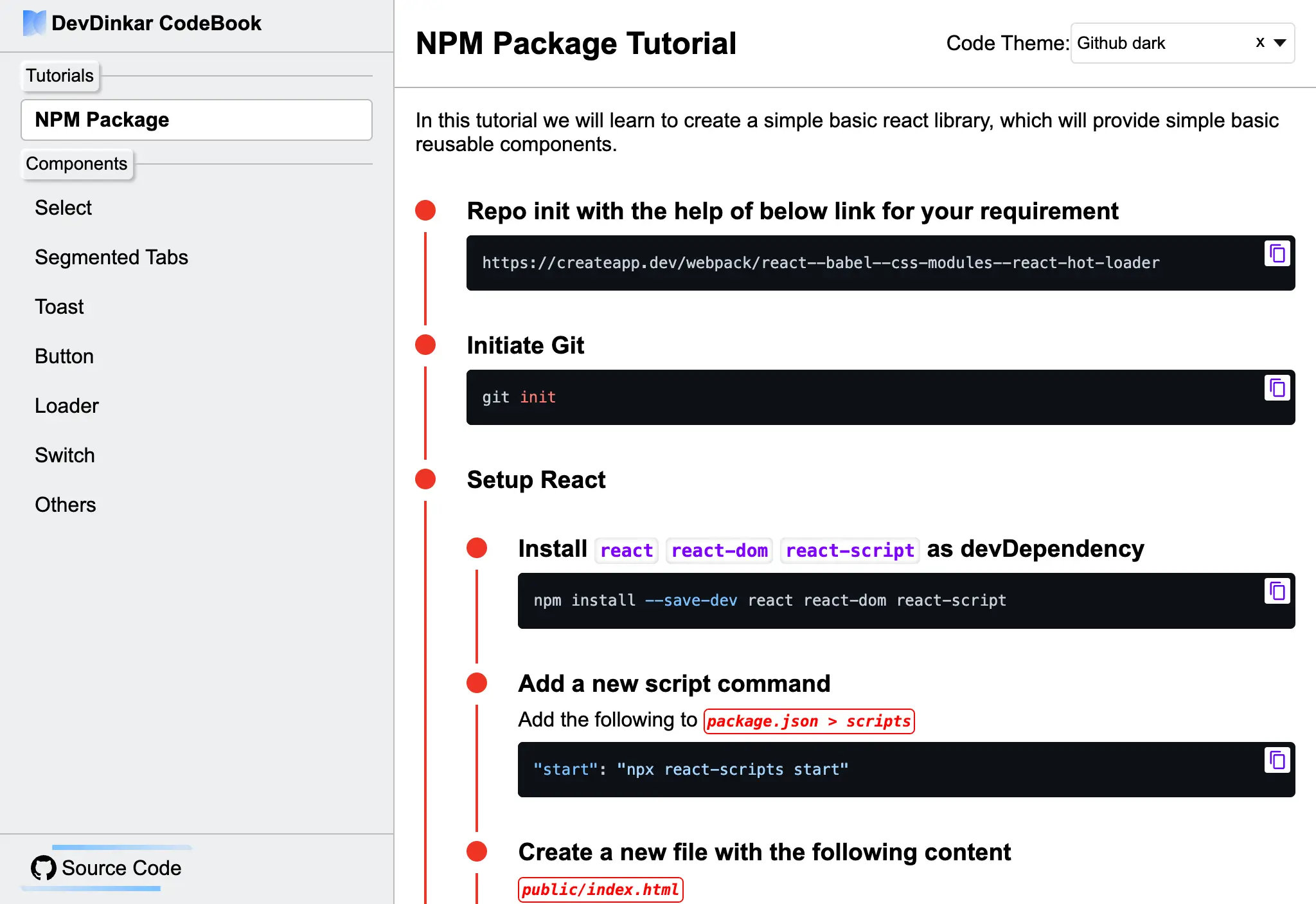 DevDinkar CodeBook Home Page
